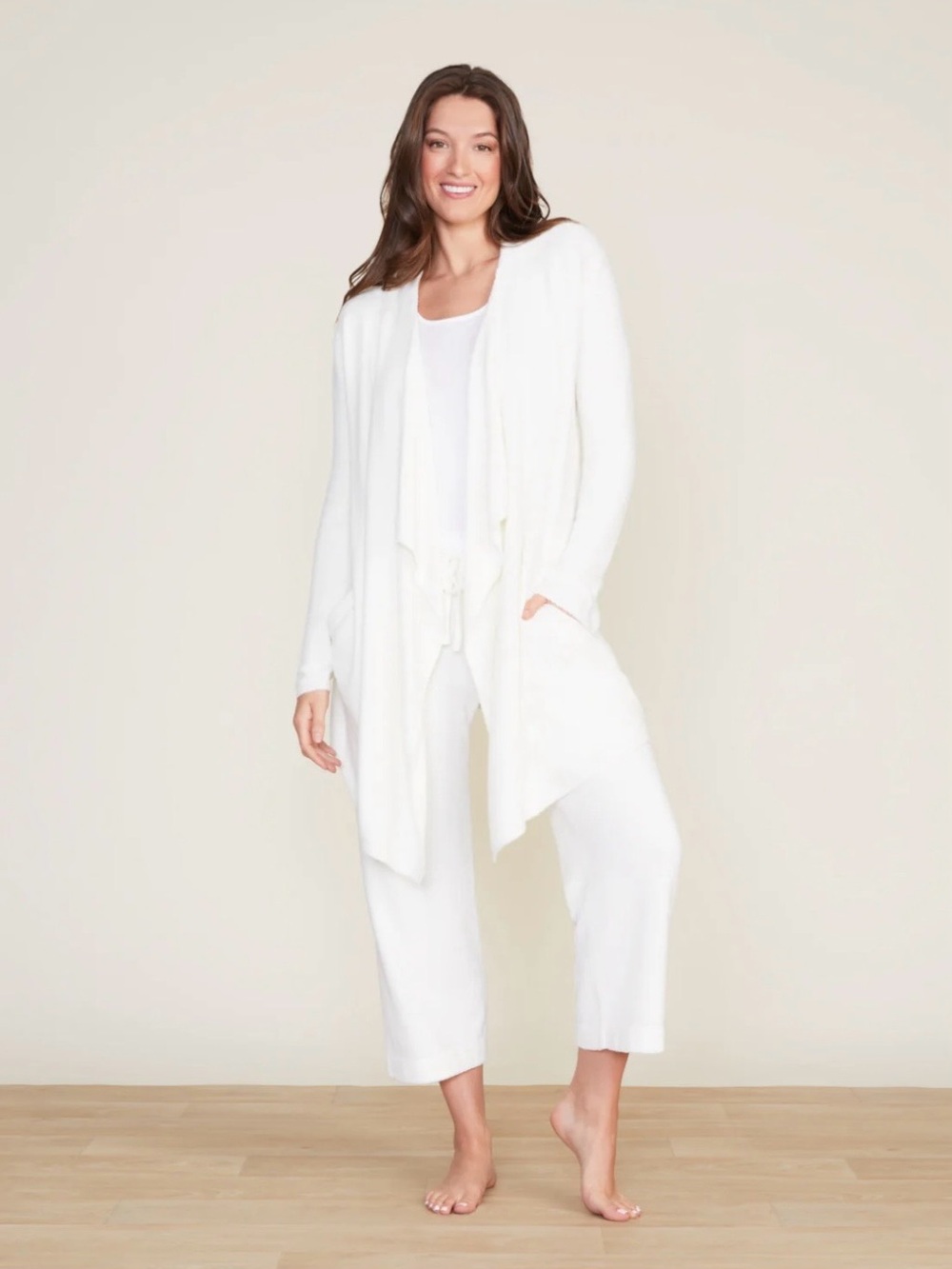 Barefoot Dreams White CozyChic Lite Plush Cardigan -NWOT
